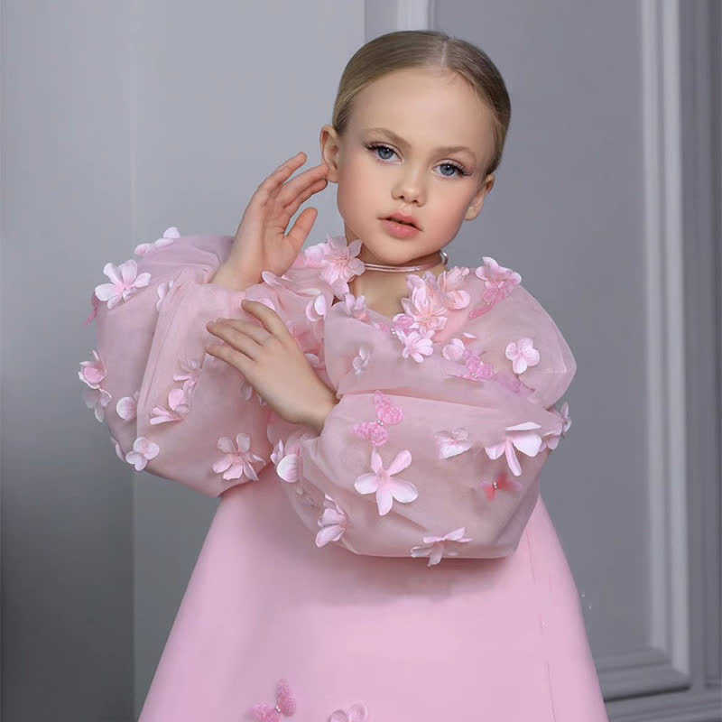 [Archive Sale] Organza Rosette Long Sleeve Midi Dresses - image 3