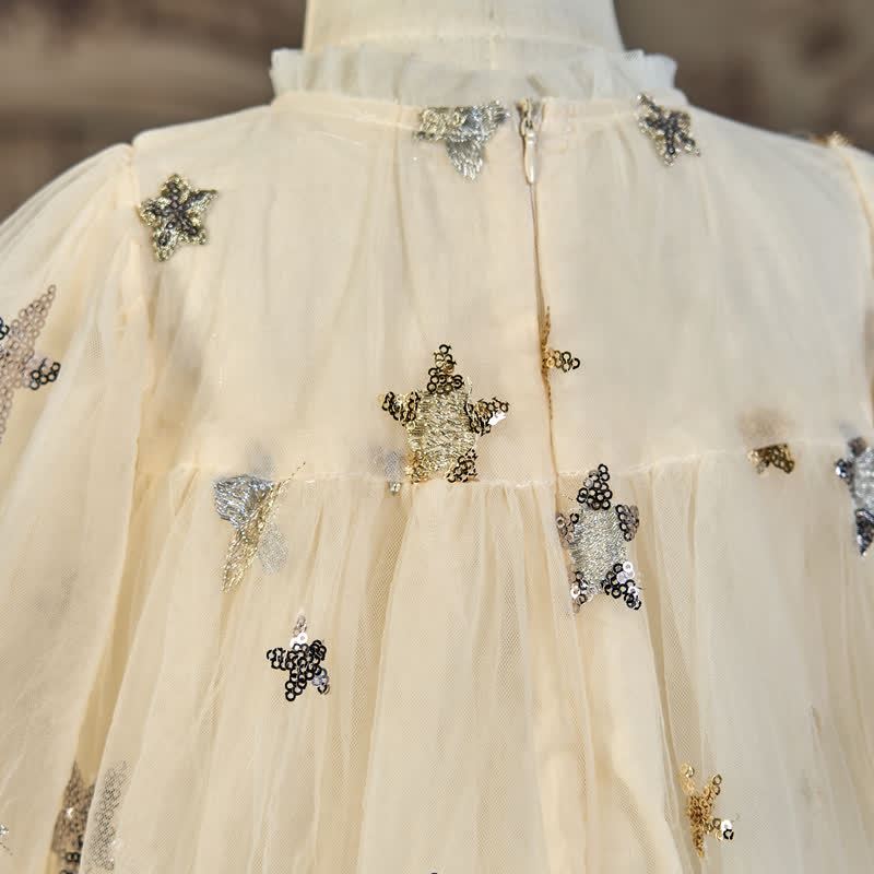 Mesh Embroidery Long Sleeve Midi Dresses - image 3