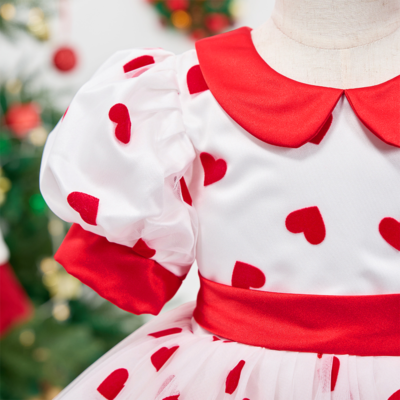 Mesh Heart/cordate Bow Short Sleeve Mid-long Dresses - image 11