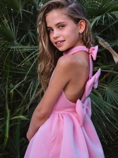 SCUBA KNIT Bow Short Sleeve Short Dresses - image 4