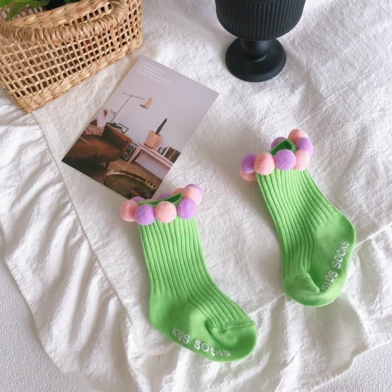 Polka Dots Fuzzy Ball Socks - Skin Tone - 2-4Y - image 13