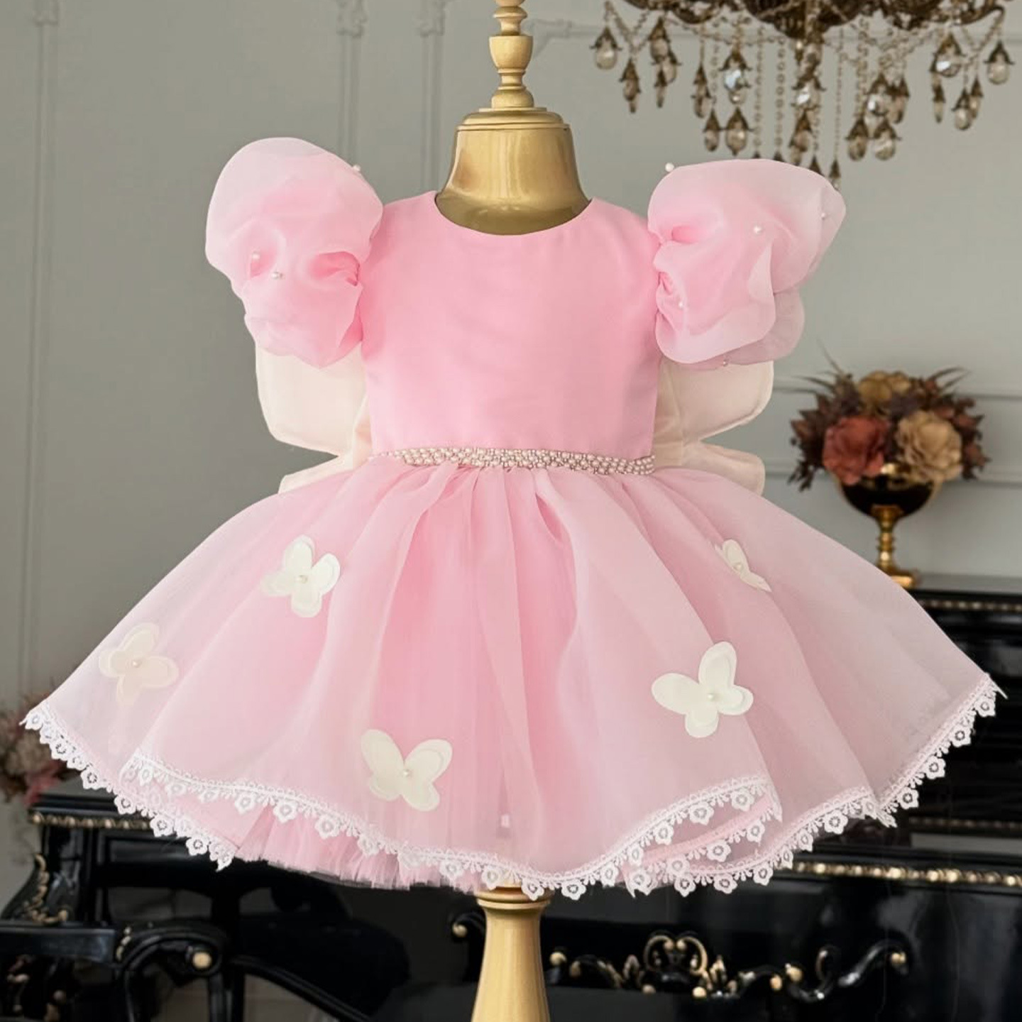 Organza Lace Edge Butterfly Short Sleeve Midi Dresses - image 5