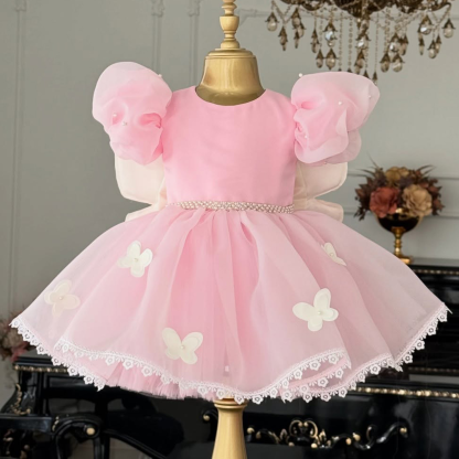 Organza Lace Edge Butterfly Short Sleeve Midi Dresses - image 5