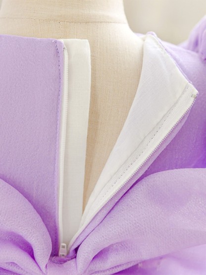 Organza Cotton-Blend Bow Ruched Short Sleeve Regular Dresses - image 15