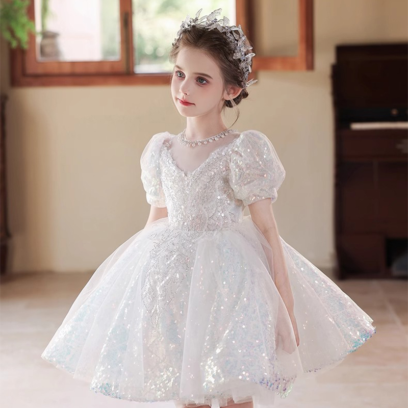[Archive Sale] Mesh Sequins Short Sleeve Mid-long Dresses - image 5