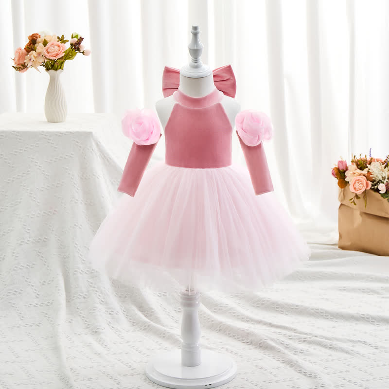 Velvet Split Joint Three Quarter Sleeve Midi Dresses Without Glove - image 5