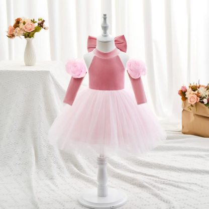 Velvet Split Joint Three Quarter Sleeve Midi Dresses Without Glove - image 5