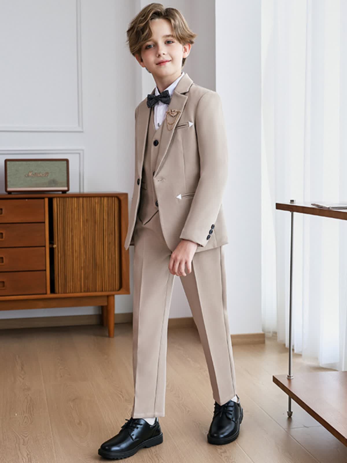 Chemical Fiber Blend Bow Long Sleeve Regular Six-piece Formal Suit - image 3