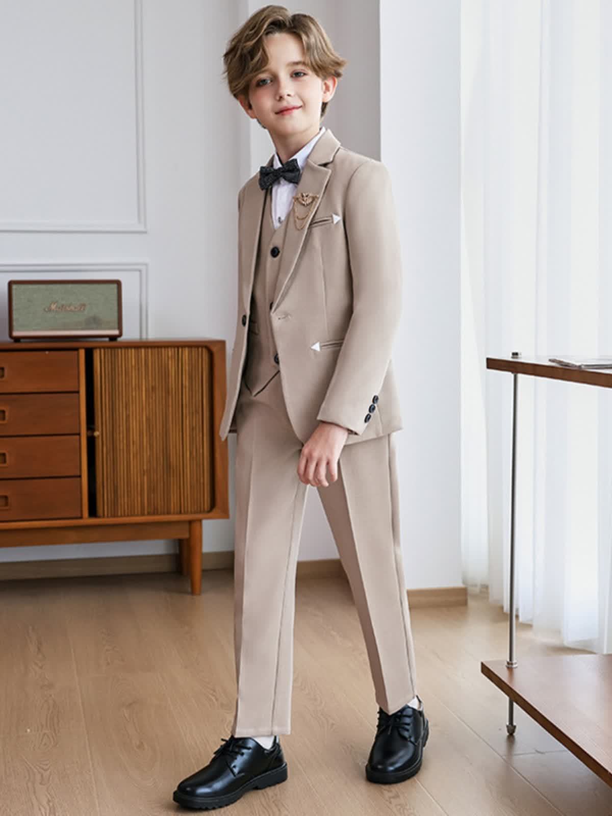 Chemical Fiber Blend Bow Long Sleeve Regular Six-piece Formal Suit - image 3