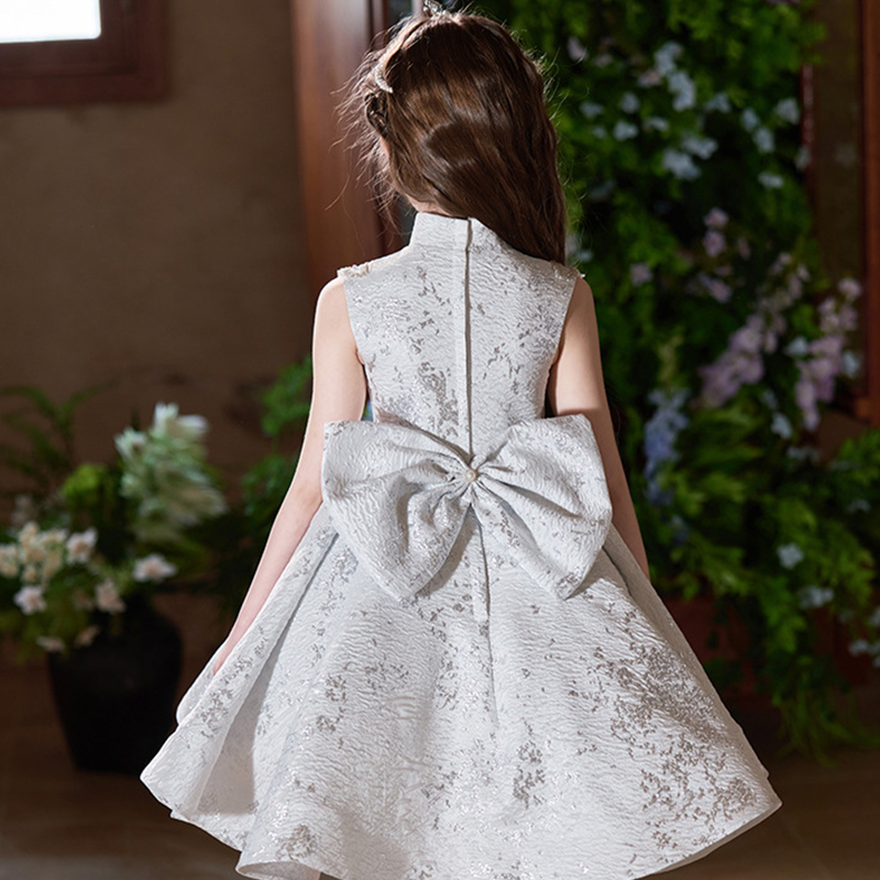 Jacquard Bow Imitation Pearls Sleeveless Midi Dresses - image 7