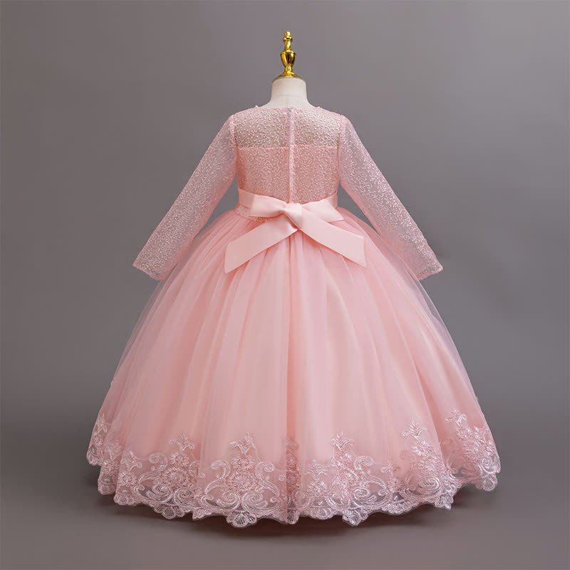 Mesh Lace Rosette Long Sleeve Maxi Dresses - image 15