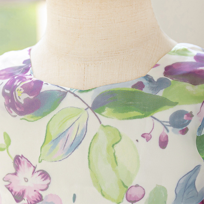 Organza Bow Printing Short Sleeve Midi Dresses - image 10