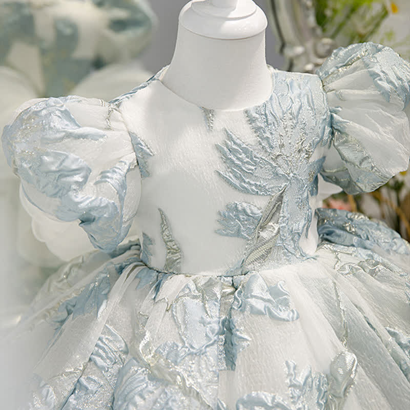 Jacquard Fluffy Jacquard Short Sleeve Mid-long Dresses - image 6