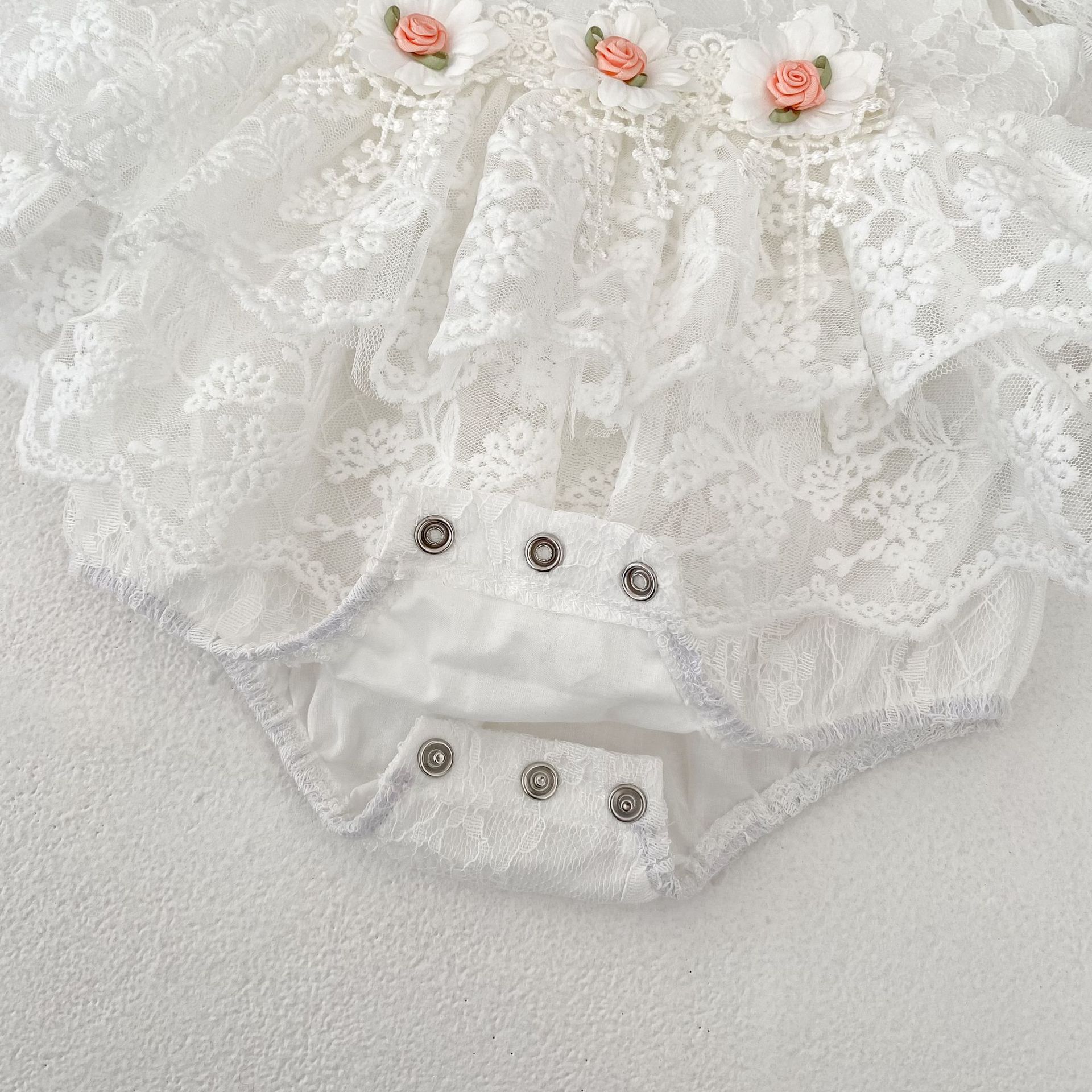 Lace Rosette Cap Sleeve Shorts Bodysuit - image 15