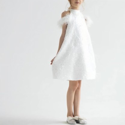 Mesh Feather-trimmed Sleeveless Midi Dresses - image 5