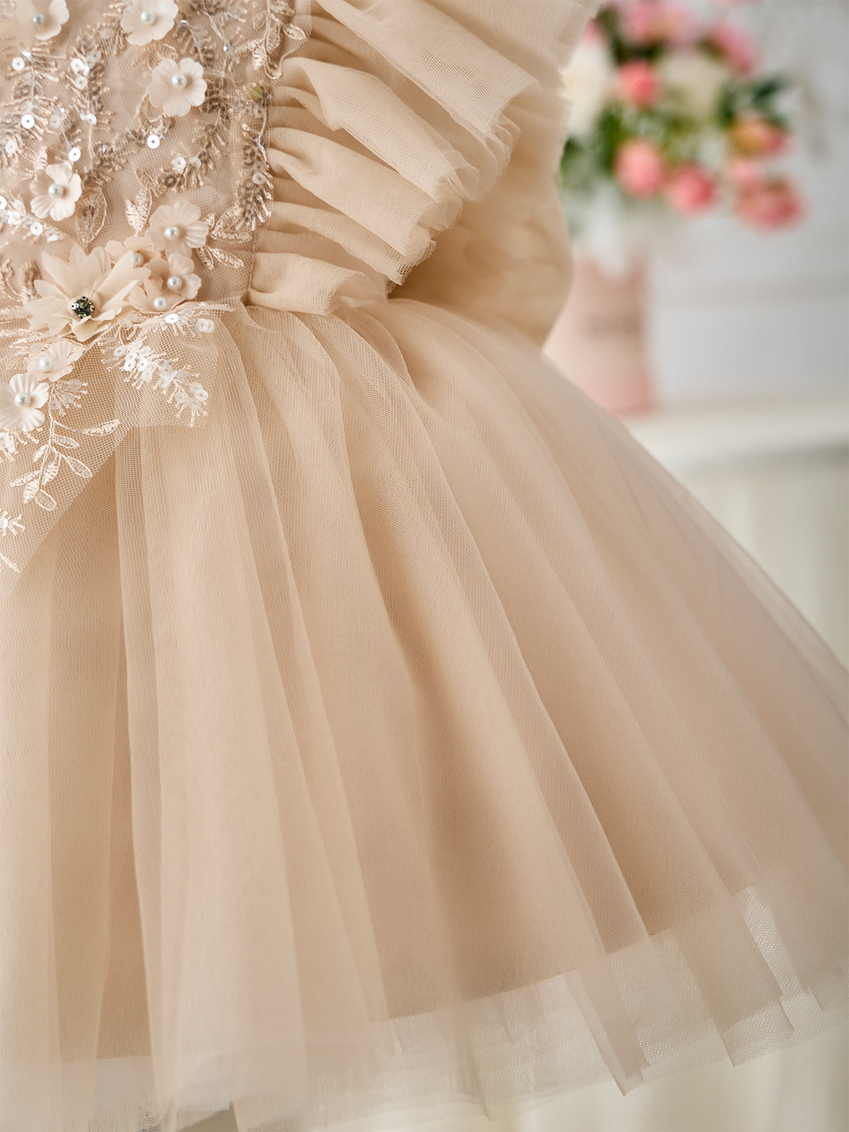 Mesh Bow Cap Sleeve Midi Dresses - image 7
