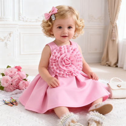 Scuba Knit Rosette Sleeveless Regular Dresses - image 13