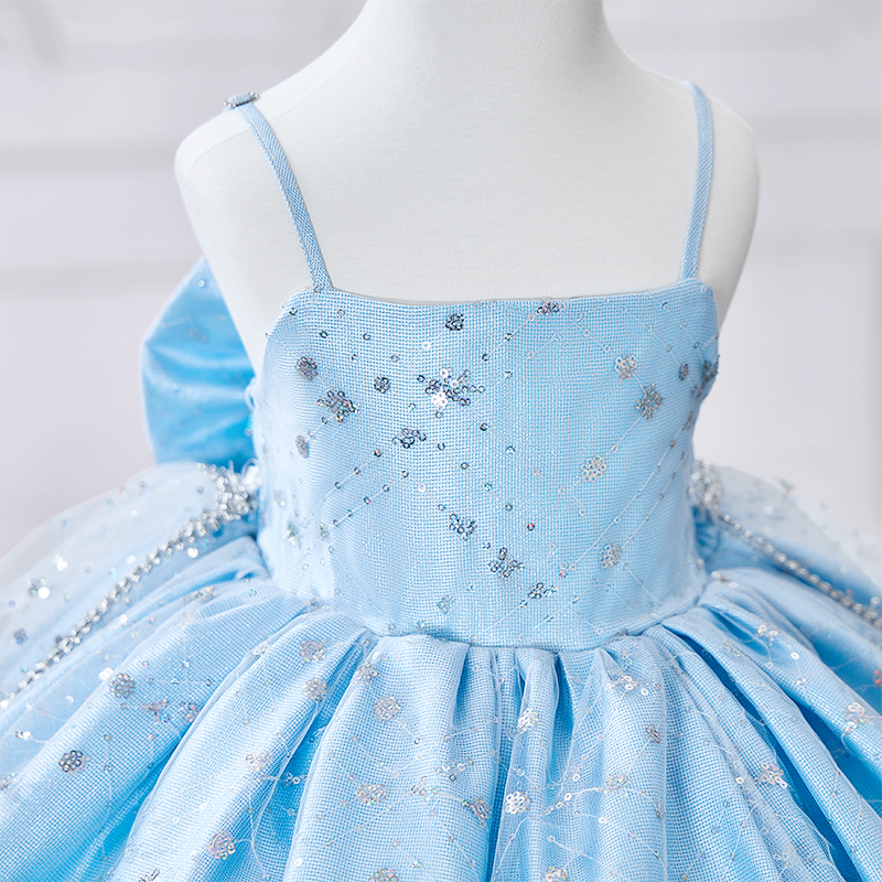 Sequins Bow Sleeveless Midi Dresses With Crown Necklace And Train - image 7