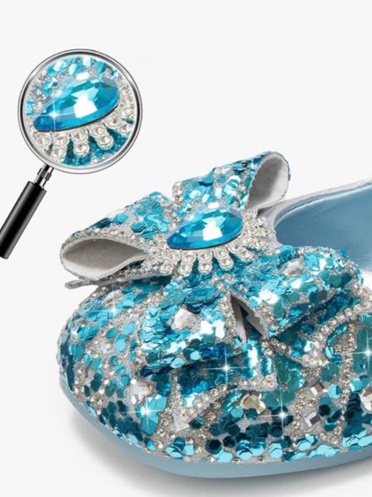 Solid Bow Rhinestones Round Toe Flats  - image 6