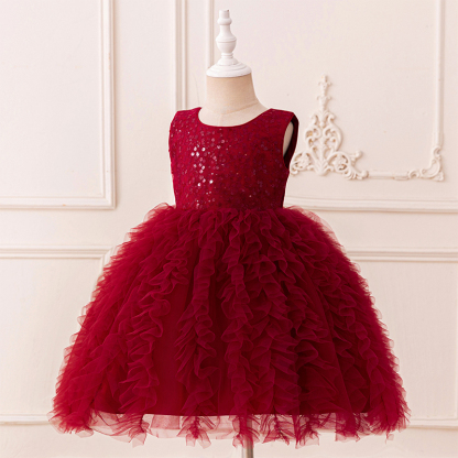 [Archive Sale] Mesh Folds Sequins Sleeveless Mid-long Dresses - image 3