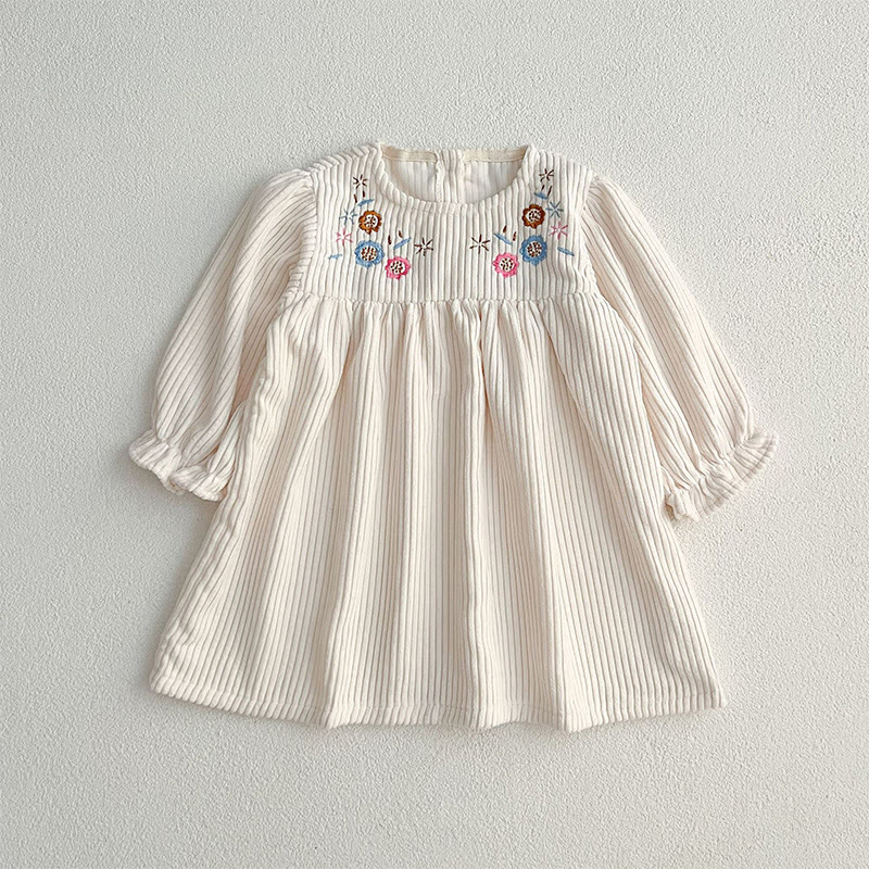 Corduroy Ditsy Floral Long Sleeve Mid-long Dresses&Bodysuit - image 17