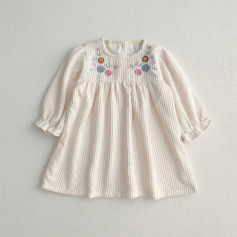 Corduroy Ditsy Floral Long Sleeve Mid-long Dresses&Bodysuit - image 17