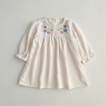 Corduroy Ditsy Floral Long Sleeve Mid-long Dresses&Bodysuit - image 17