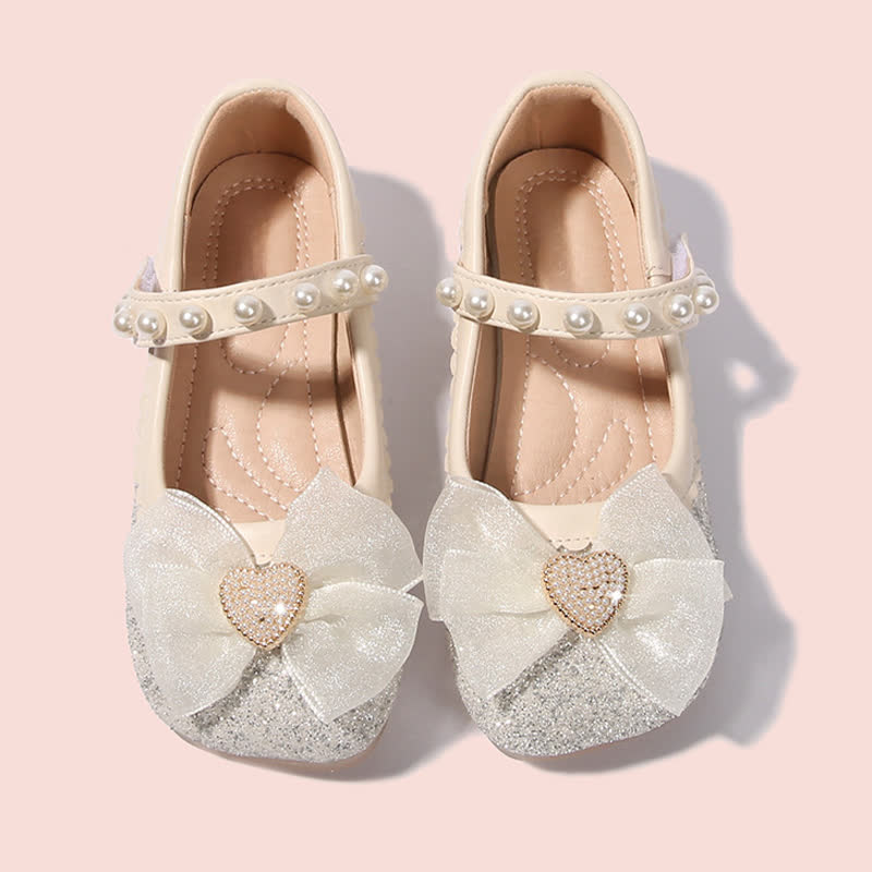 Solid Bow Sequins Pearl Round Toe Mary Janes  - image 14