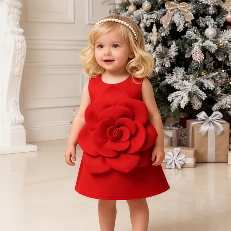 Scuba Knit Rosette Sleeveless Regular Dresses - image 23