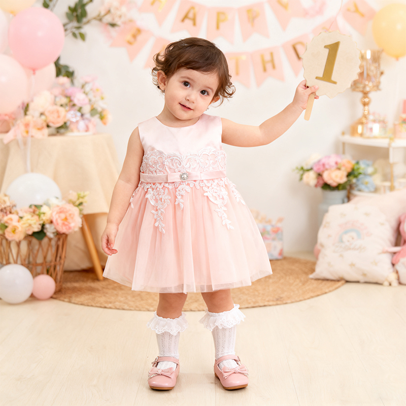 Satin Imitation Pearls Bow Sleeveless Mid-long Dresses - image 4