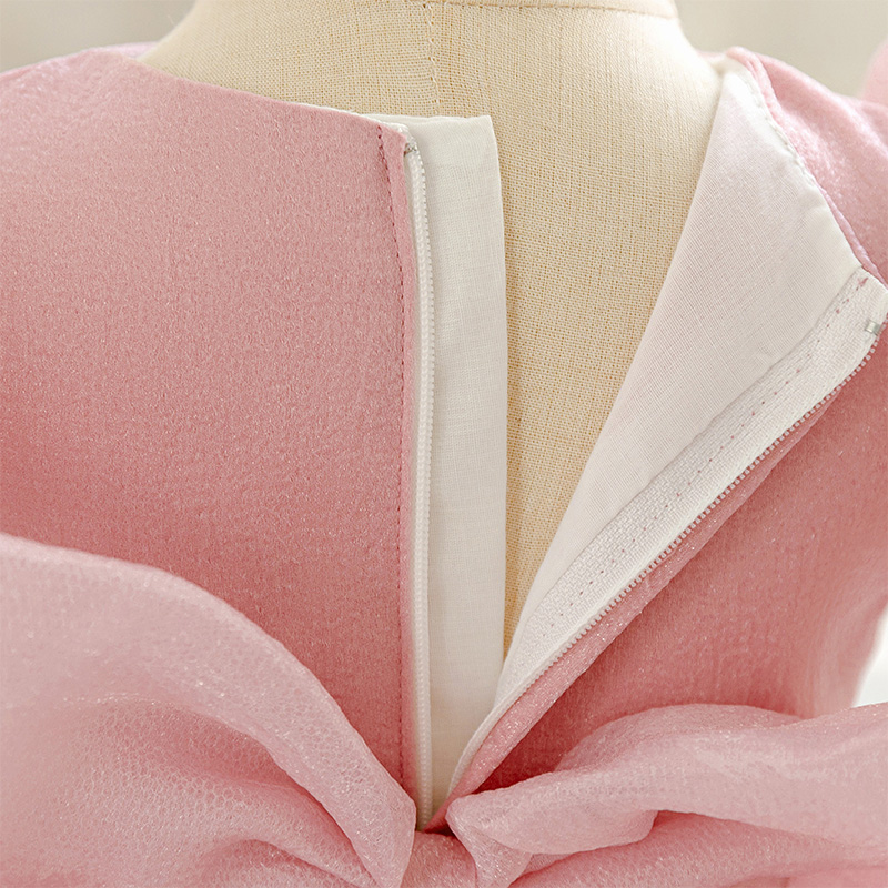 Organza Cotton-Blend Bow Ruched Short Sleeve Regular Dresses - image 10