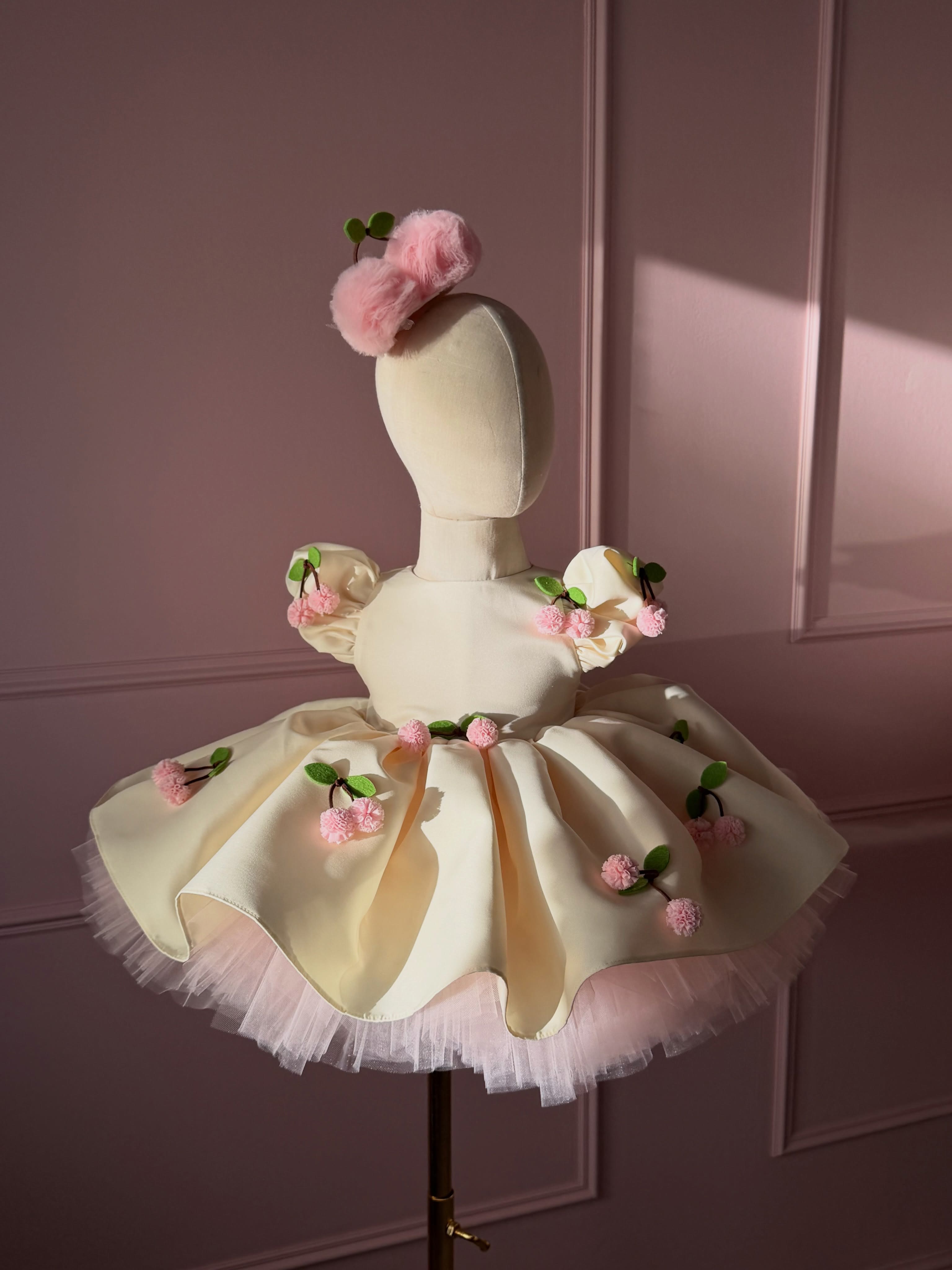 Satin Embellished Short Sleeve  Dresses Without Cherry Headband - image 9