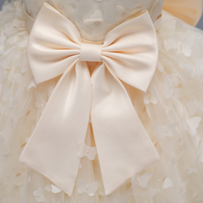 Mesh Bow Rosette Short Sleeve Mid-long Dresses - image 34