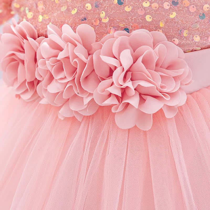 Sequins & Mesh Bow Sequins Short Sleeve Mid-long Dresses - image 13