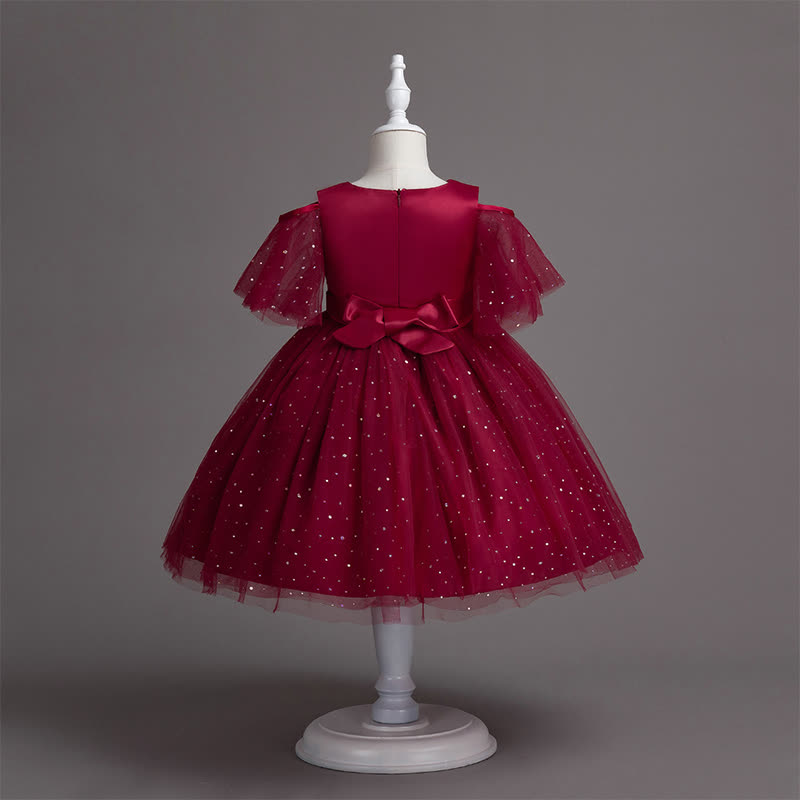 Mesh Lace Glitter Short Sleeve Mid-long Dresses - image 11