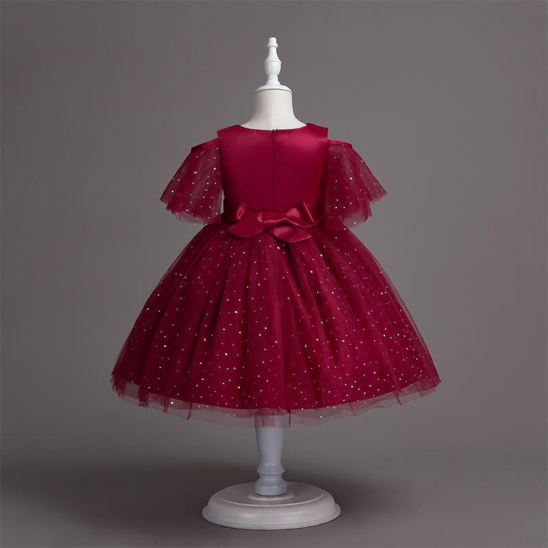 Mesh Lace Glitter Short Sleeve Mid-long Dresses - image 11