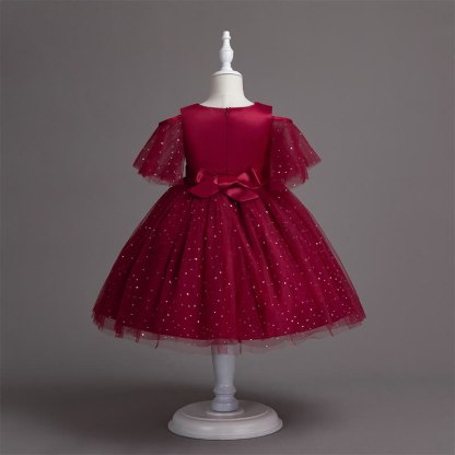 Mesh Lace Glitter Short Sleeve Mid-long Dresses - image 11