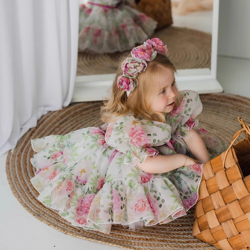 Organza Bow Printing Short Sleeve Midi Dresses - image 16