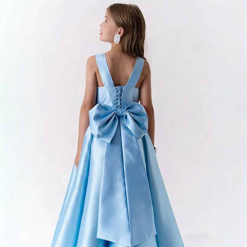 Satin Bow Sleeveless Maxi Dresses - image 14