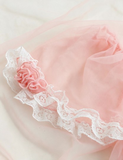 Mesh Bow Short Sleeve Short Bodysuit With Hat - image 5