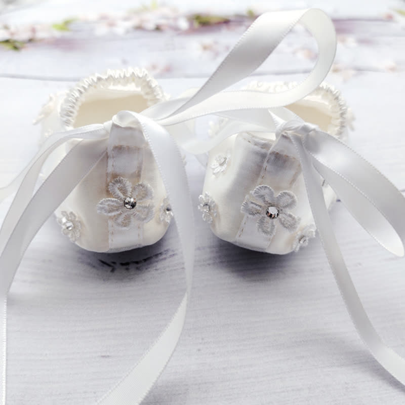 Solid Ribbon Rosette Bow Round Toe Flats - image 3