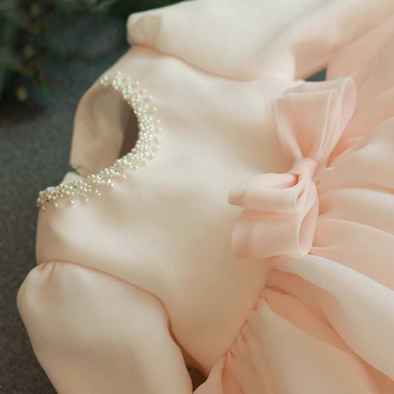 Organza Bow Short Long sleeve Midi Dresses - image 5