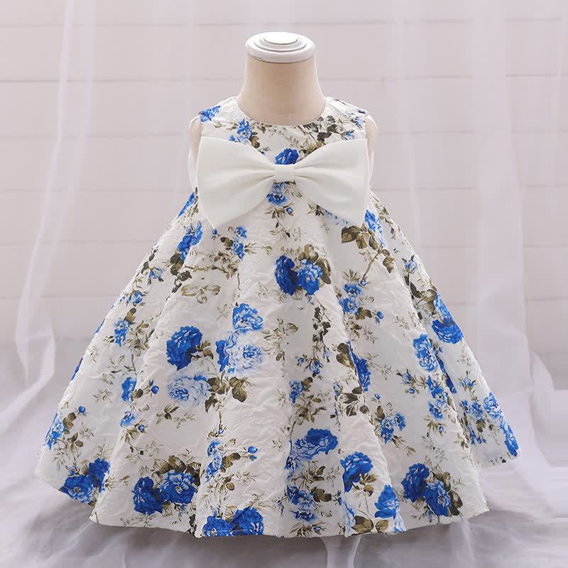 Chemical Fiber Blend Bow Sleeveless Short Dresses - Dark Blue - 1-2Y - image 10