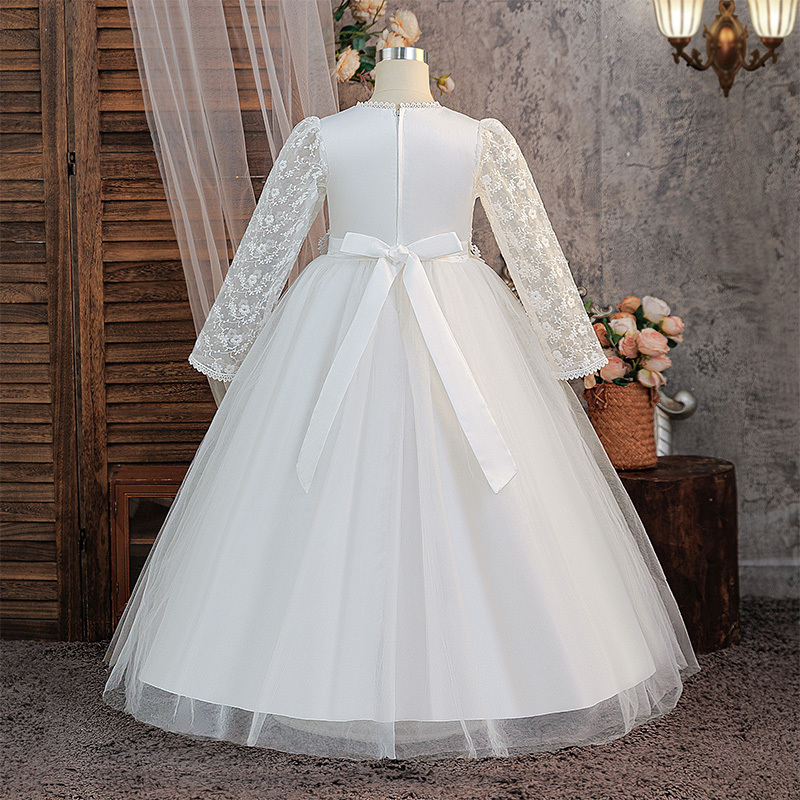 Mesh Applique Long Sleeve Maxi Dresses - image 3