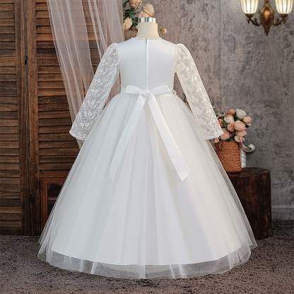 Mesh Applique Long Sleeve Maxi Dresses - image 3