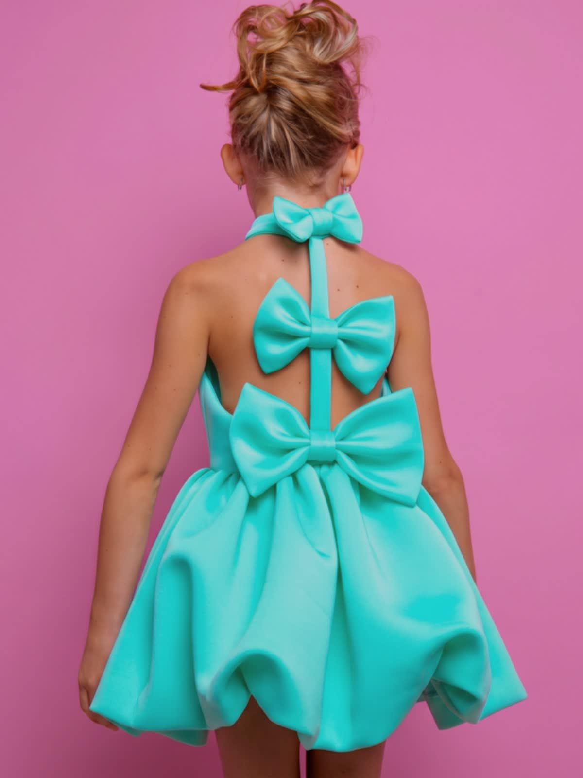 SCUBA KNIT Bow Sleeveless Short Dresses - image 3