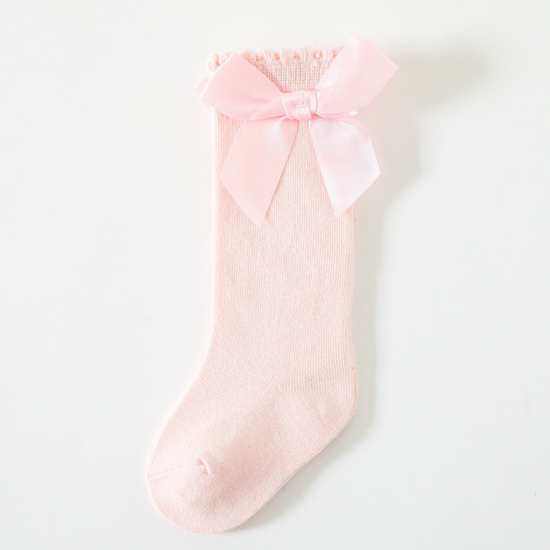100% Cotton Solid With Bow Socks - Pink - 3-5Y - image 11