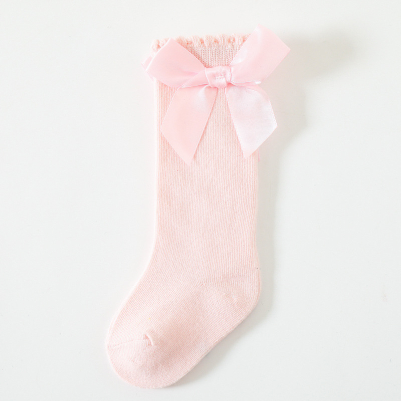 100% Cotton Solid With Bow Socks - Pink - 3-5Y - image 11