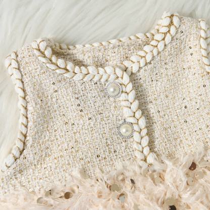 Tweed Sequins Sleeveless Mid-long Dresses - image 4