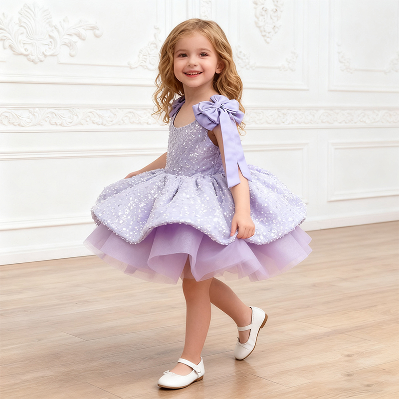 Chemical Fiber Blend Bow Sequins Sleeveless Mid-long Dresses - image 5